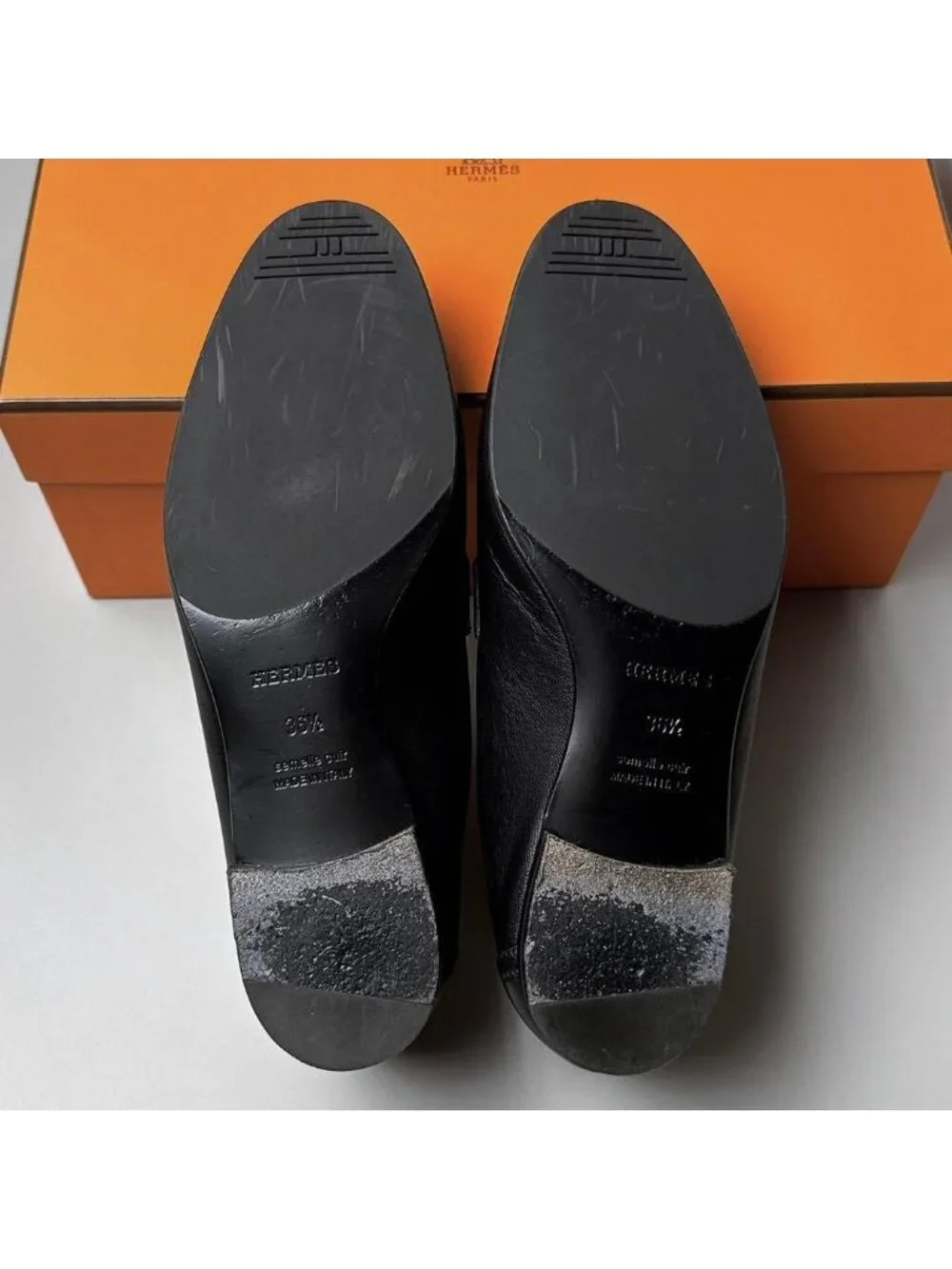 Hermes Mokarin Paris Black Loafers